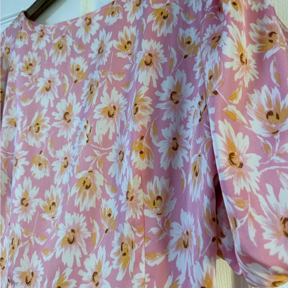 Charles Henry Pink Floral Wrap Mini Dress - Picture 13 of 14